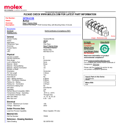 38700-6108 Datasheet PDF Molex Connectors