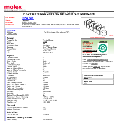 38700-7308 Datasheet PDF Molex Connectors