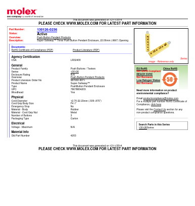 4203 Datasheet PDF Molex Connectors