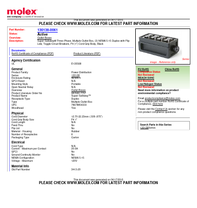 3413-20 Datasheet PDF Molex Connectors