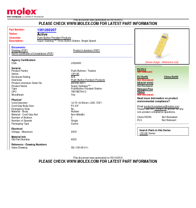 1301260207 Datasheet PDF Molex Connectors