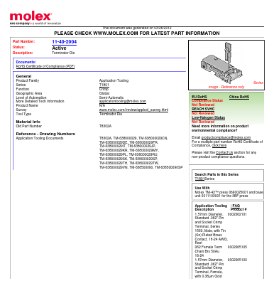 T8302A Datasheet PDF Molex Connectors