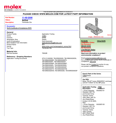 T8302B Datasheet PDF Molex Connectors