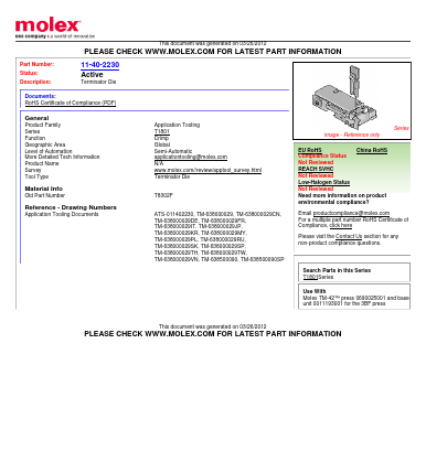 T8302F Datasheet PDF Molex Connectors