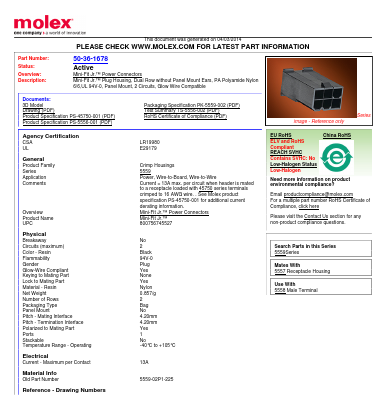 50-36-1678 Datasheet PDF Molex Connectors