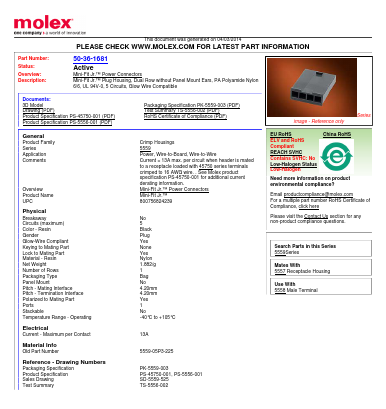 50-36-1681 Datasheet PDF Molex Connectors