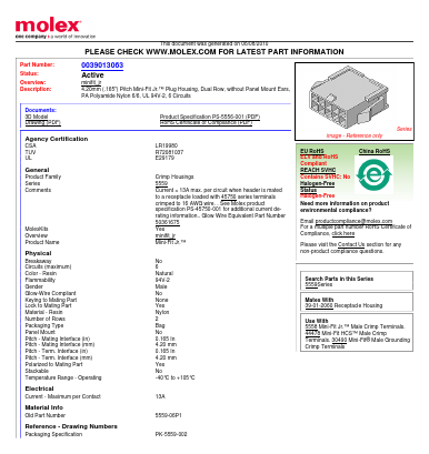 0039013063 Datasheet PDF Molex Connectors