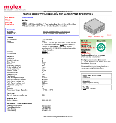 50-36-1716 Datasheet PDF Molex Connectors