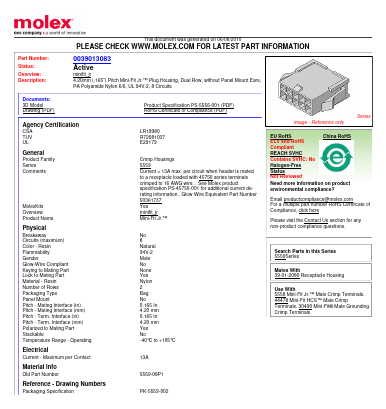 0039013083 Datasheet PDF Molex Connectors
