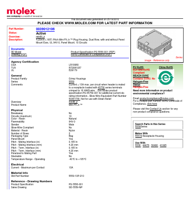 0039012106 Datasheet PDF Molex Connectors