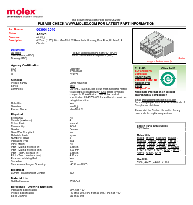5557-04R Datasheet PDF Molex Connectors
