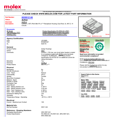 5557-14R Datasheet PDF Molex Connectors