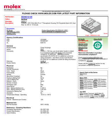 5557-14R-BL Datasheet PDF Molex Connectors