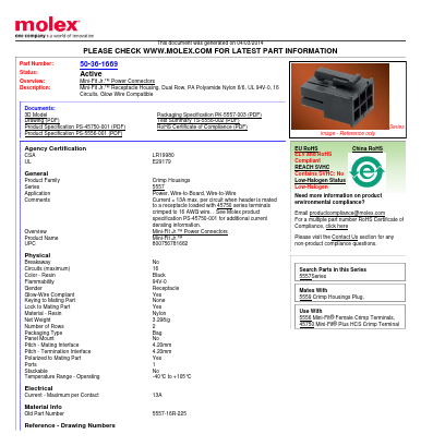 5557-16R-225 Datasheet PDF Molex Connectors