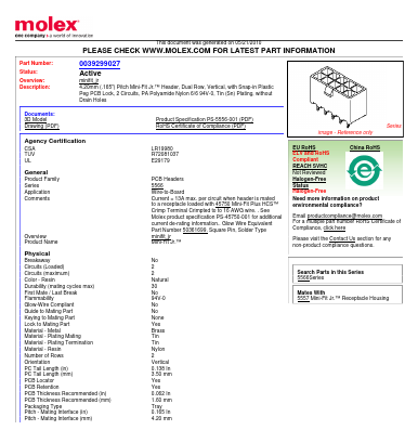0039299027 Datasheet PDF Molex Connectors