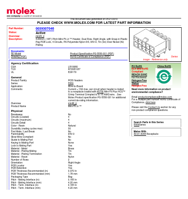 39-30-7046 Datasheet PDF Molex Connectors