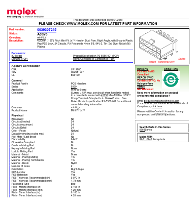 39-30-7245 Datasheet PDF Molex Connectors