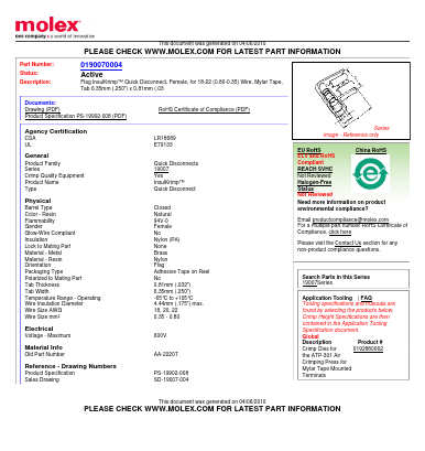 AA-2220T Datasheet PDF Molex Connectors