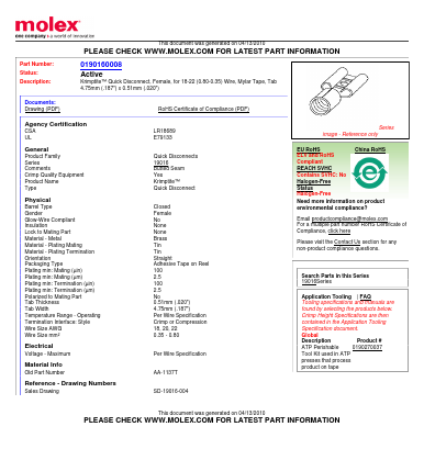 AA-1137T Datasheet PDF Molex Connectors