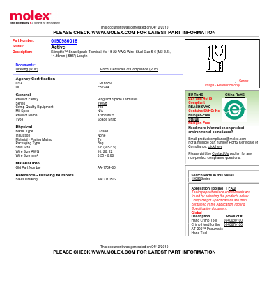 AA-1704-06 Datasheet PDF Molex Connectors