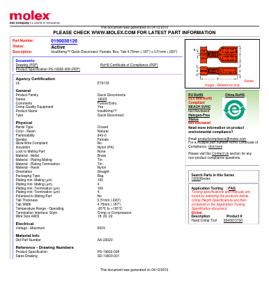 AA-2202V Datasheet PDF Molex Connectors