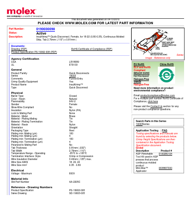 AA-2205C Datasheet PDF Molex Connectors