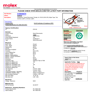 AA-2213T Datasheet PDF Molex Connectors