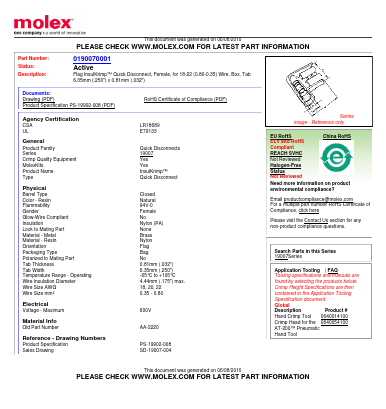 AA-2220 Datasheet PDF Molex Connectors