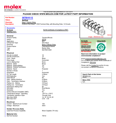 70512 Datasheet PDF Molex Connectors