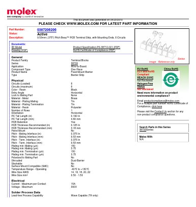 72506 Datasheet PDF Molex Connectors