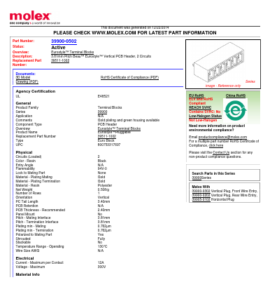 901602 Datasheet PDF Molex Connectors