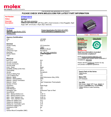 74441-0031 Datasheet PDF Molex Connectors