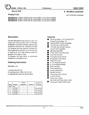 MSU2955C25 Datasheet PDF Mosel Vitelic, Corp