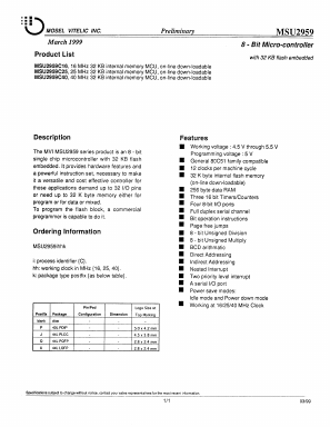 MSU2959 Datasheet PDF Mosel Vitelic, Corp