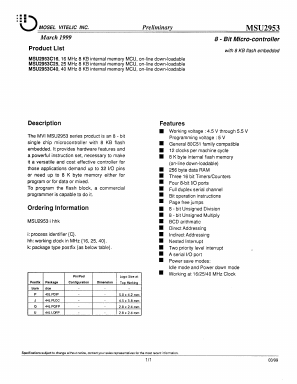 MSU2953C16 Datasheet PDF Mosel Vitelic, Corp