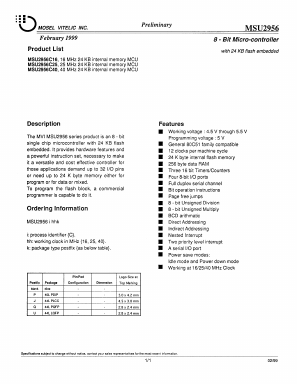 MSU2956C40 Datasheet PDF Mosel Vitelic, Corp