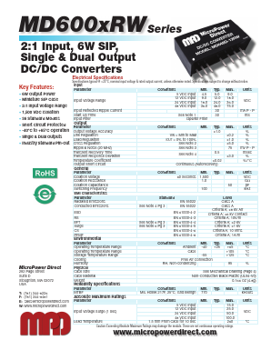 MD605S-12RW Datasheet PDF MicroPower Direct, LLC
