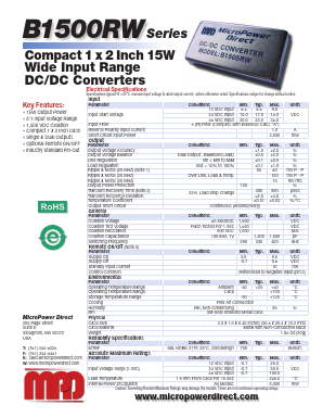 B1506RW Datasheet PDF MicroPower Direct, LLC