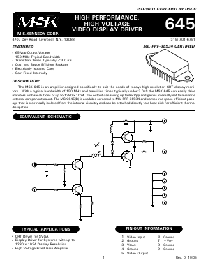 645 Datasheet PDF M.S. Kennedy Corporation