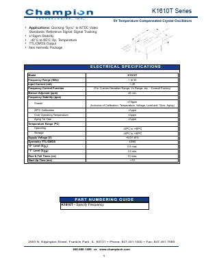 K1610T Datasheet PDF MTRONPTI