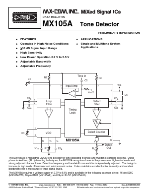 MX105A Datasheet PDF MX-COM Inc 
