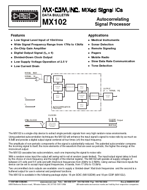 MX102 Datasheet PDF MX-COM Inc 