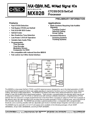 MX828DS Datasheet PDF MX-COM Inc 