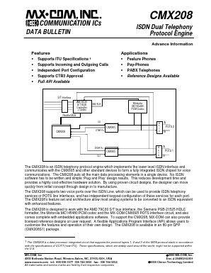 CMX208 Datasheet PDF MX-COM Inc 