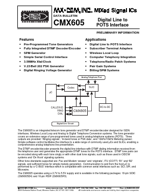 CMX605 Datasheet PDF MX-COM Inc 