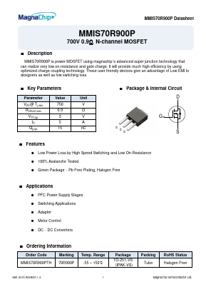 MMIS70R900PTH Datasheet PDF MagnaChip Semiconductor