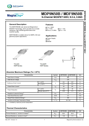 MDF9N50B Datasheet PDF MagnaChip Semiconductor