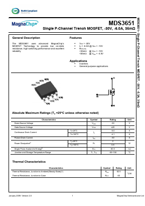 MDS3651 Datasheet PDF MagnaChip Semiconductor