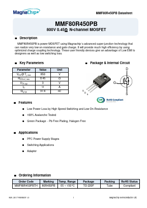 MMF80R450PB Datasheet PDF MagnaChip Semiconductor