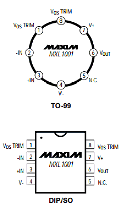 MXL1001ACN8 Datasheet PDF Maxim Integrated